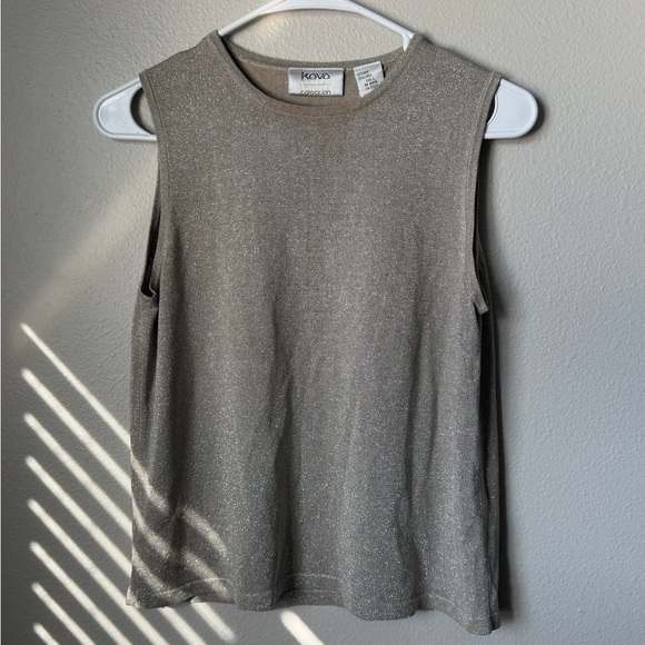 Kevo Collection Tops - Kevo Silk Blend Silver Metallic Shimmer Knit Sleeveless Tank Top Shell Women’s L